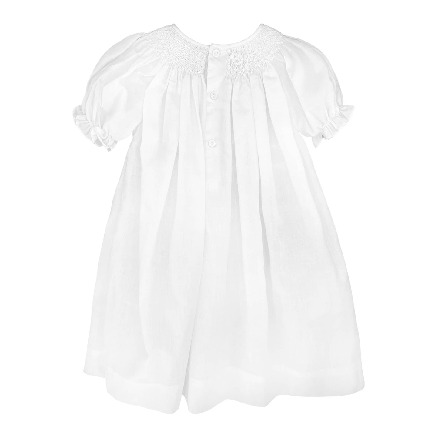 Smocked Daygown with Raglan Embroidery: White