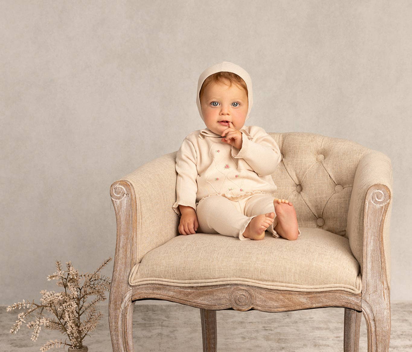 Baby & Toddler Girls Rosebud Knit Set: Ecru