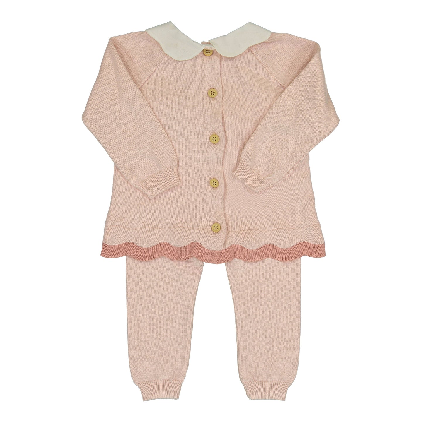 Baby & Toddler Girls Scalloped Contrast Trim Knit Set: Blush