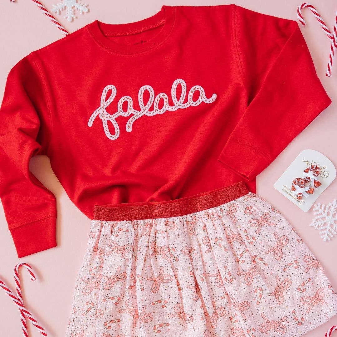 Candy Cane Bow Printed Christmas Tutu - Kids Clothing: 6-8Y