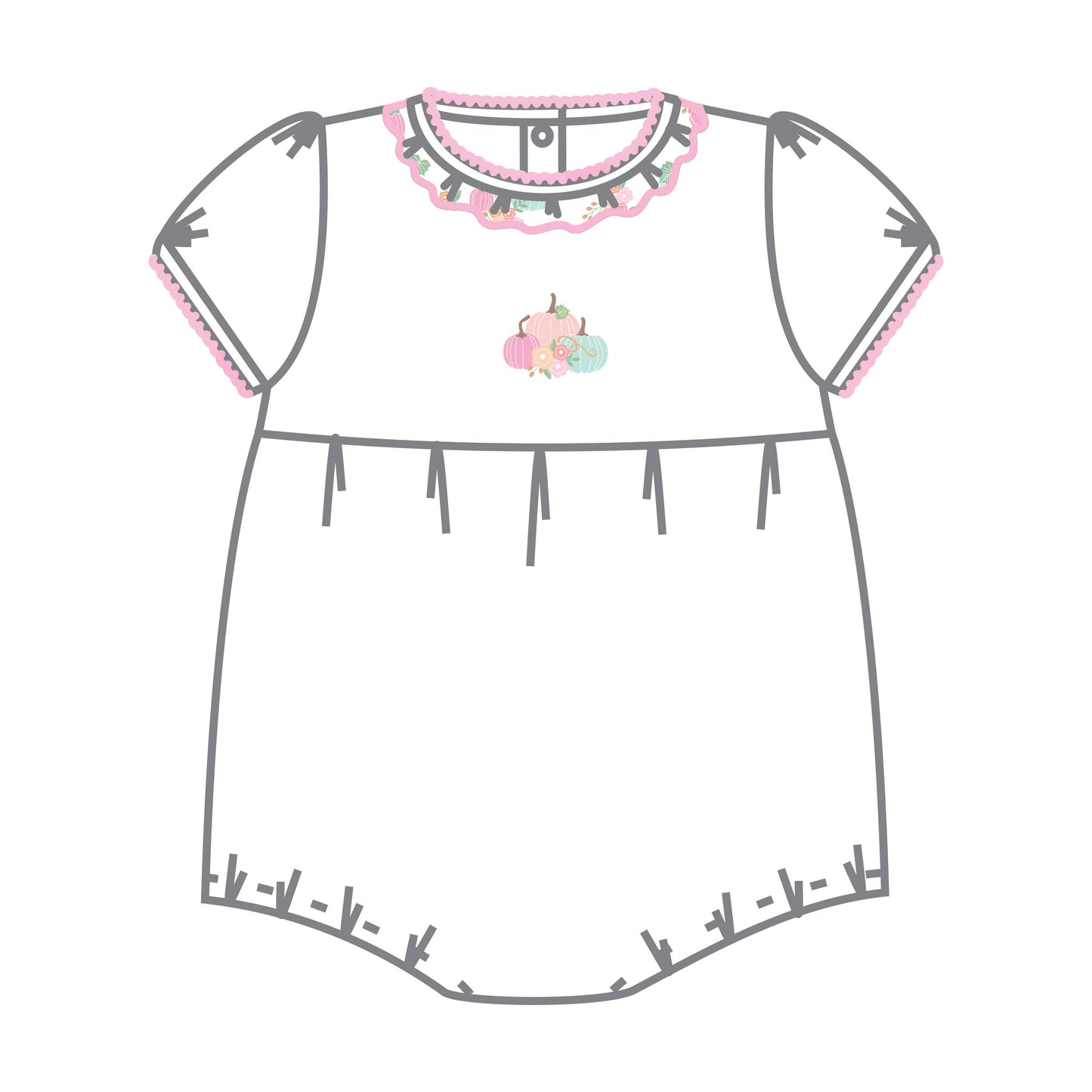 Pumpkin Blush Emb S/S Infant Bubble: Pink / 12M