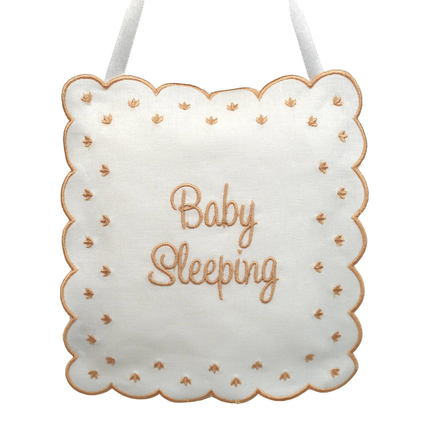 Linen Baby Sleeping Sign Pillow: Pink