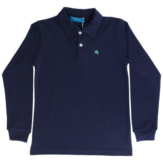 Long Sleeve Navy Knit Harry Polo