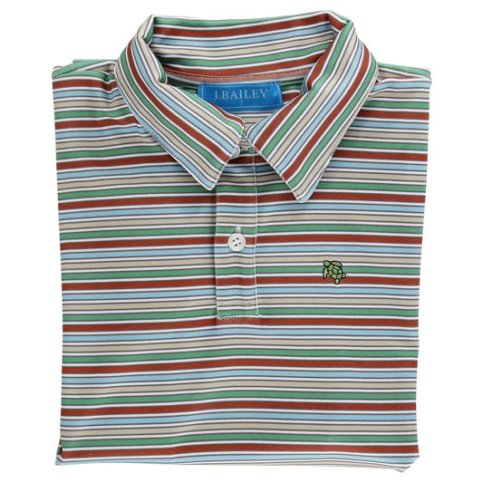 Long Sleeve Striped Performance Polo - Hazel