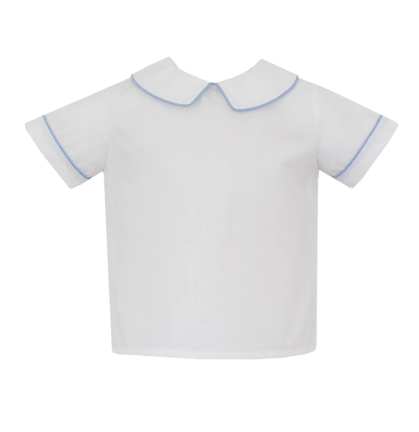Ryan White Poplin Boy Shirt with Blue Stripe