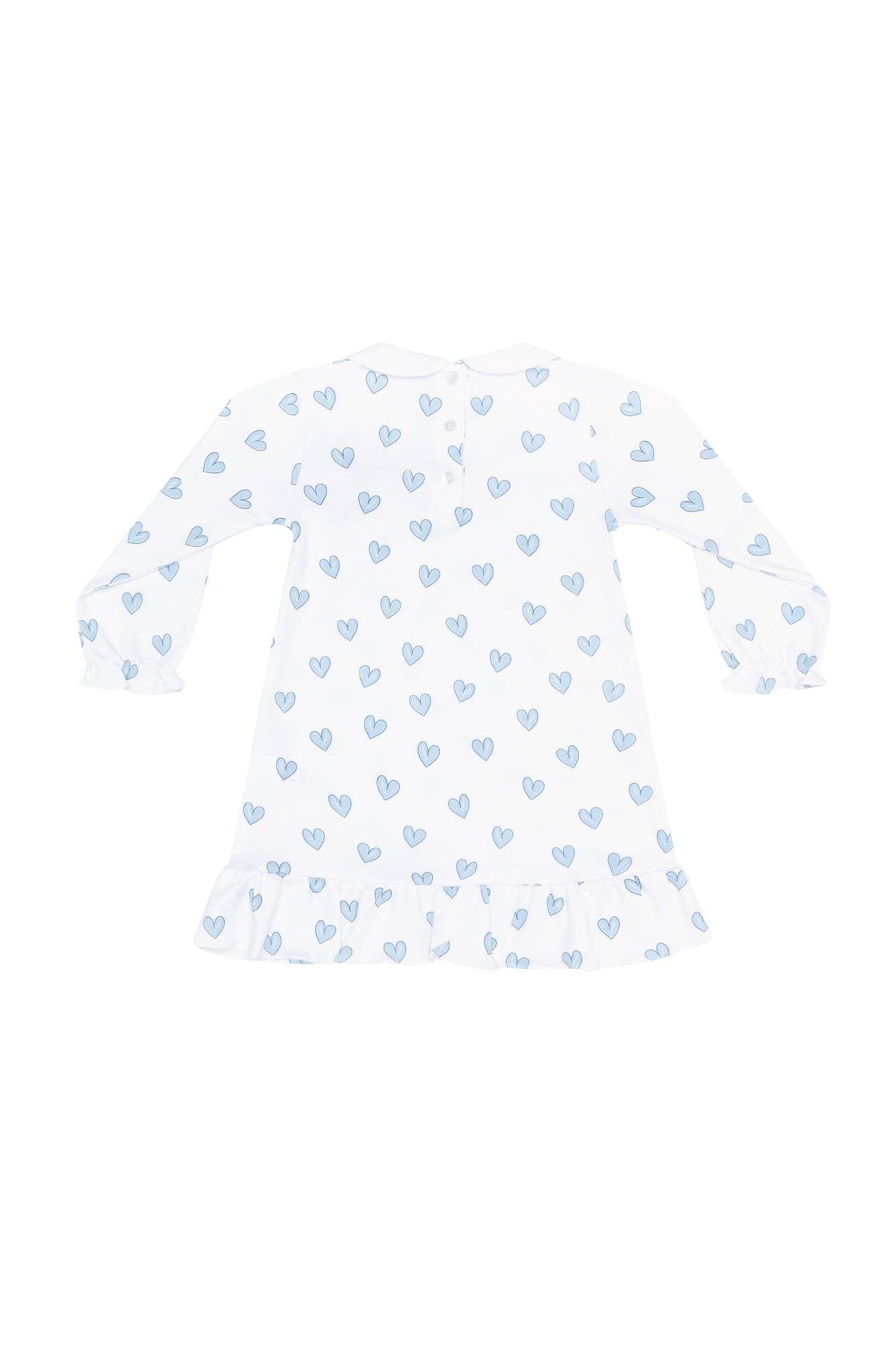 Blue Heart Print Long Sleeve Playtime: Blue
