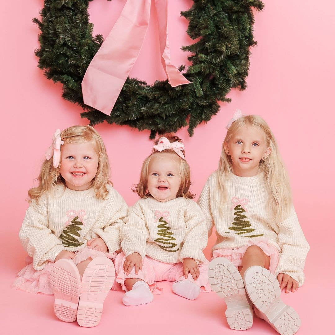 Coquette Christmas Tree Knit Sweater - Kids Clothing Holiday: 4T