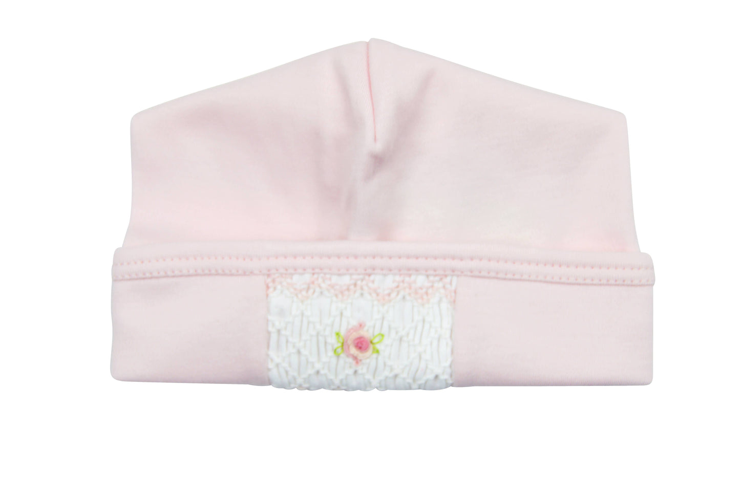 Baby Girl Pink Hand Smocked Rosebud Hat