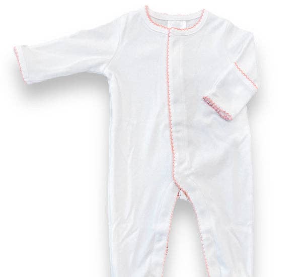 Footies - Picot Trim: White w/Blue / Premie