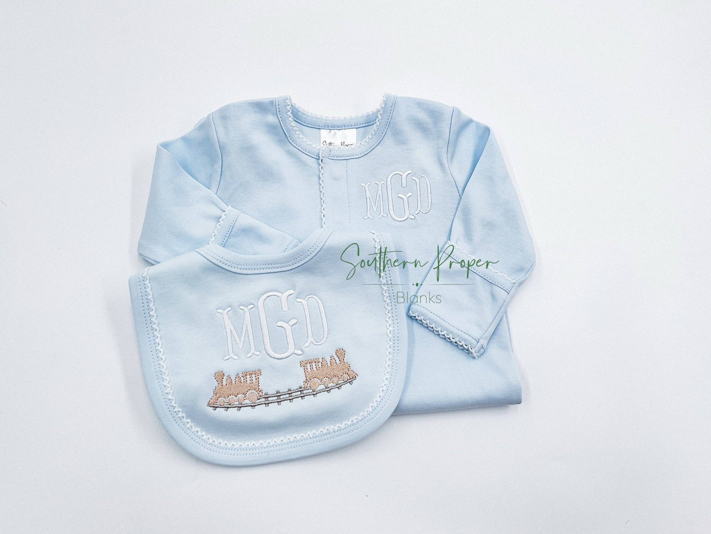 Footies - Picot Trim: White w/Blue / Premie
