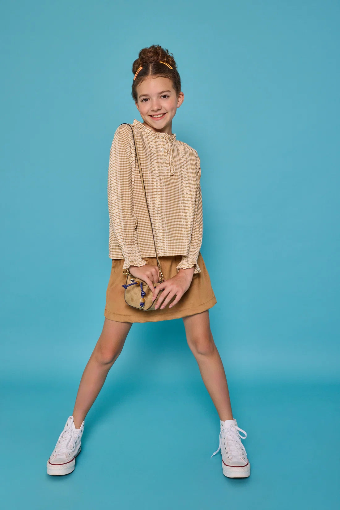 Shannon Top- Geneva Gingham Khaki