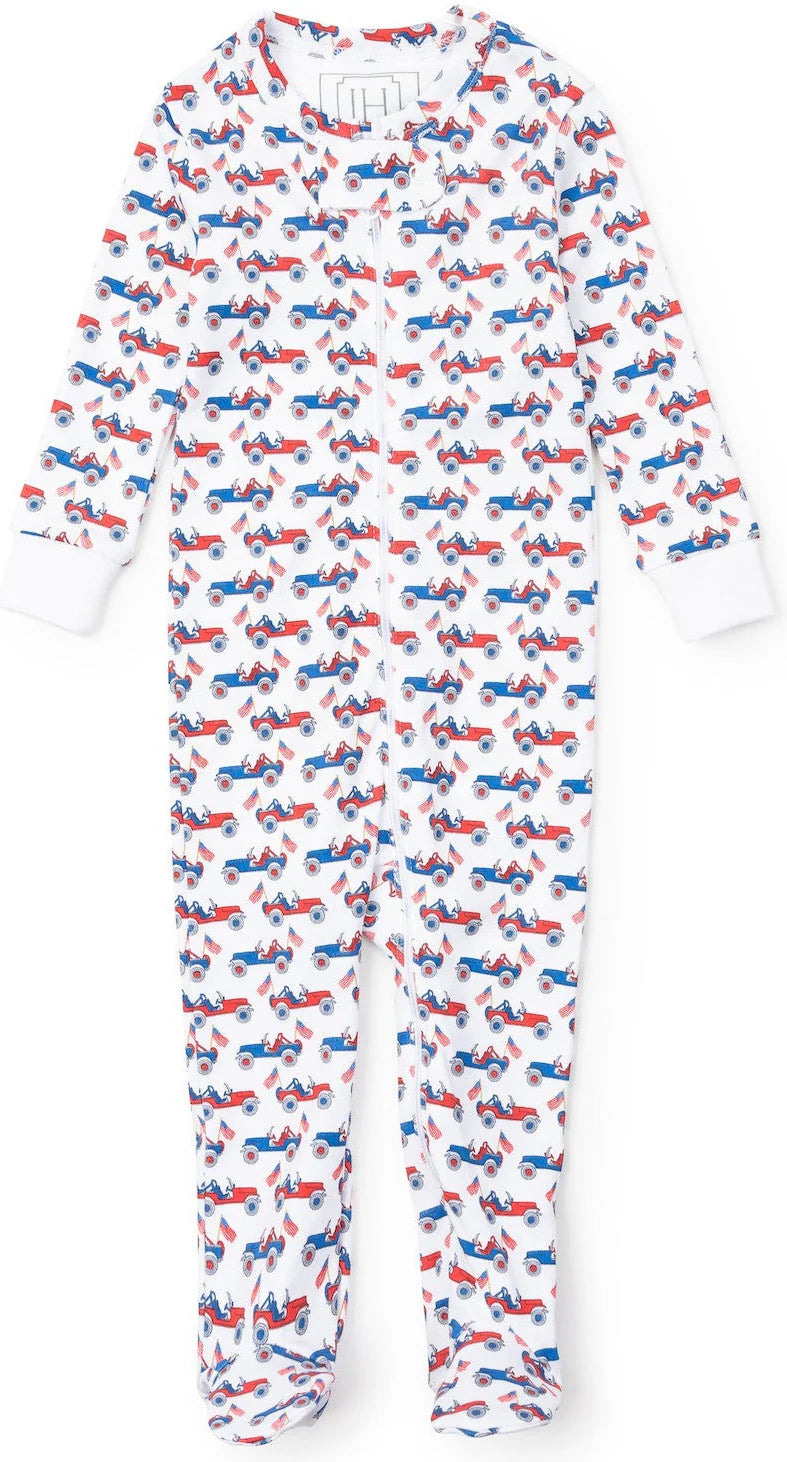 Parker Boys' Zipper Pajama - Patriotic Jeeps