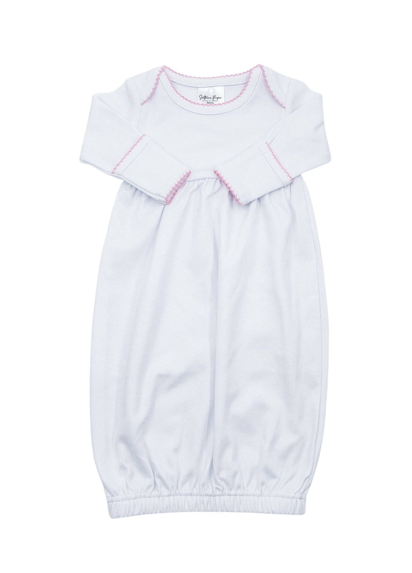 Gowns - Picot Trim: 0-6 Month / White