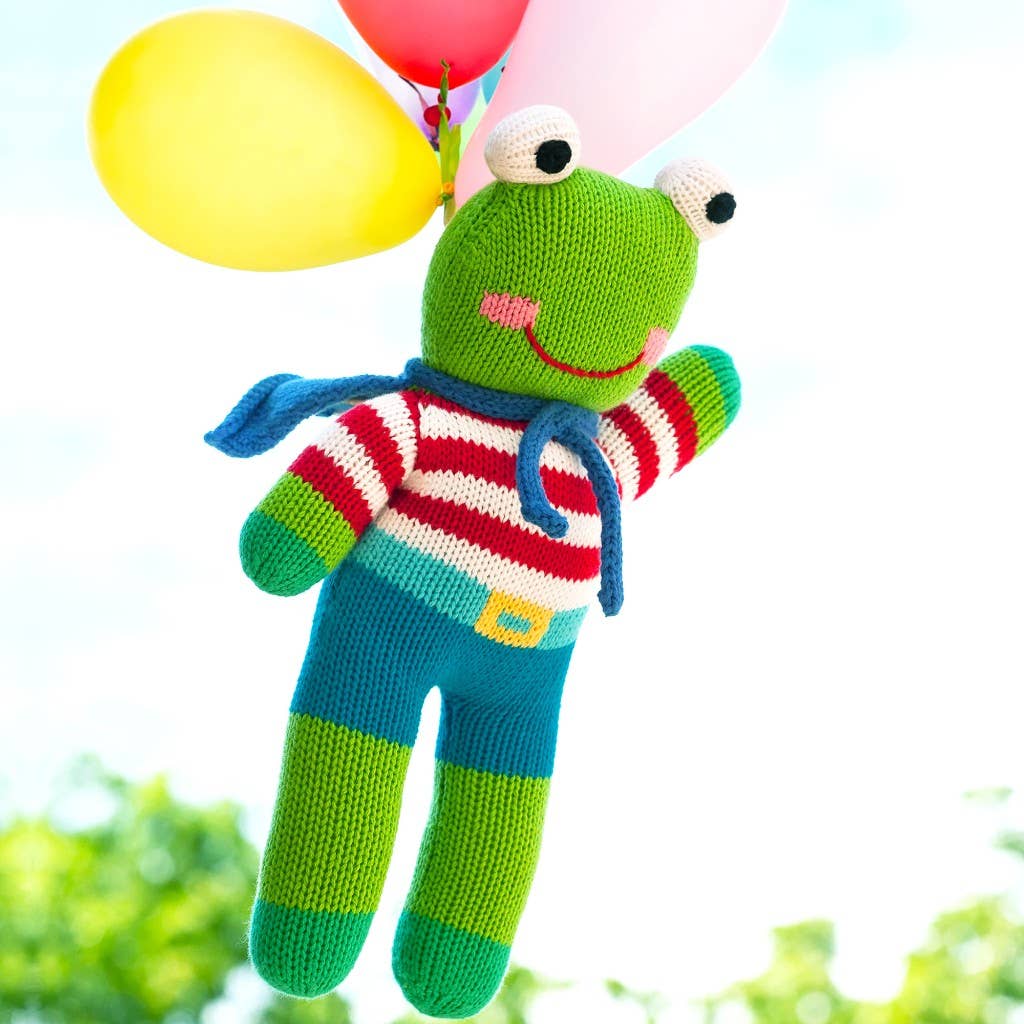 Freddy the Flying Frog Knit Doll - BIG sizes: 24" Plush