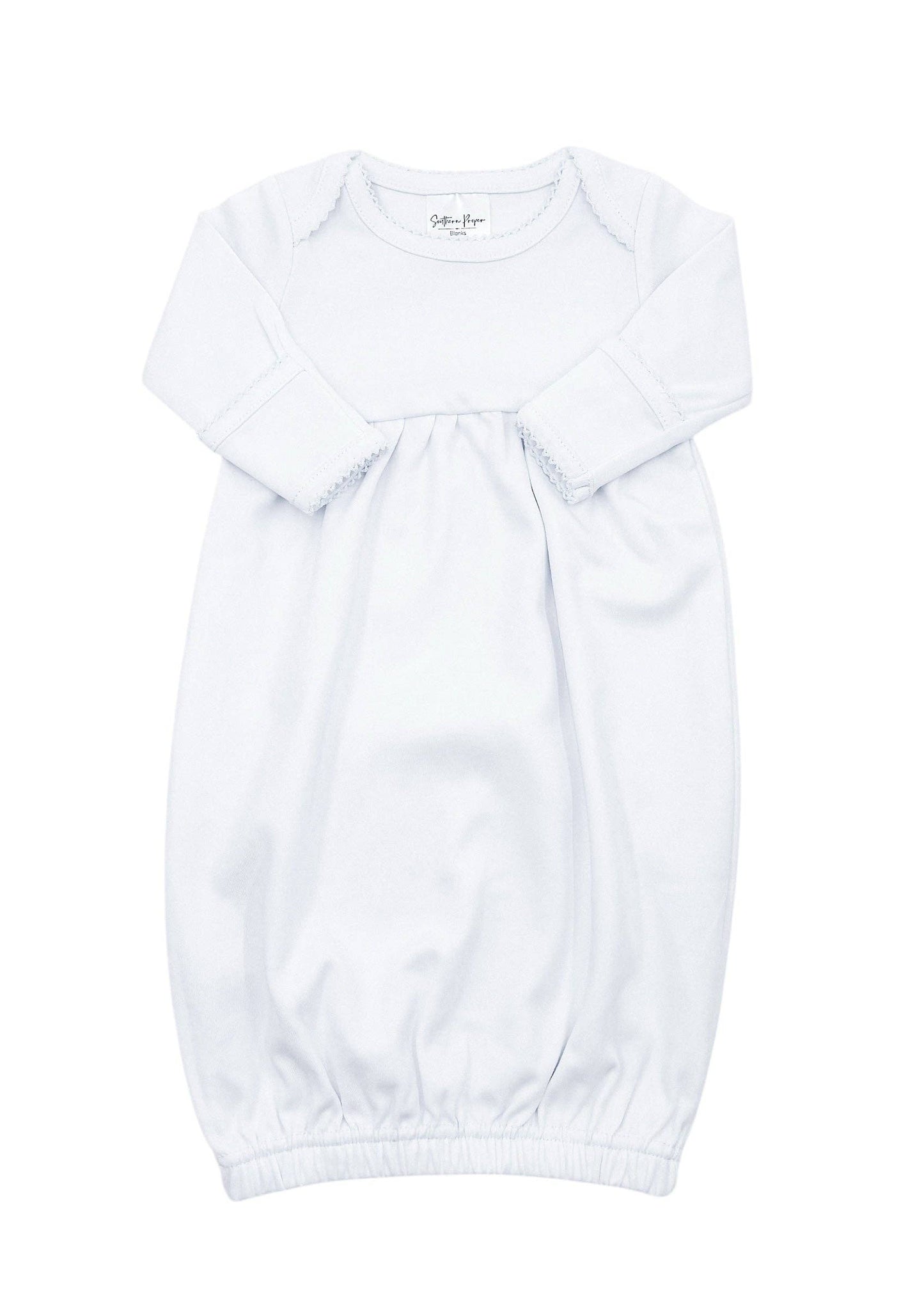 Gowns - Picot Trim: 0-6 Month / White