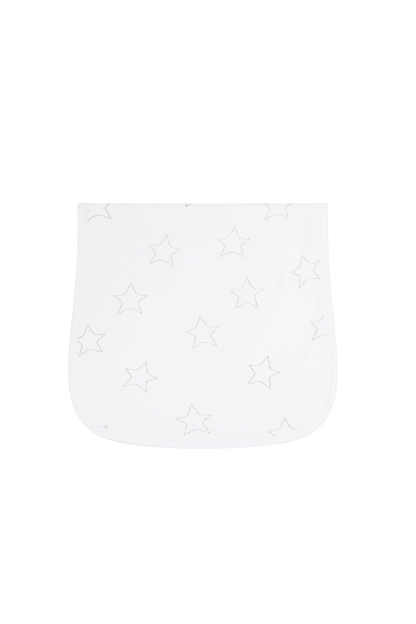 Grey Stars Print Burp Cloth: Grey / One Size