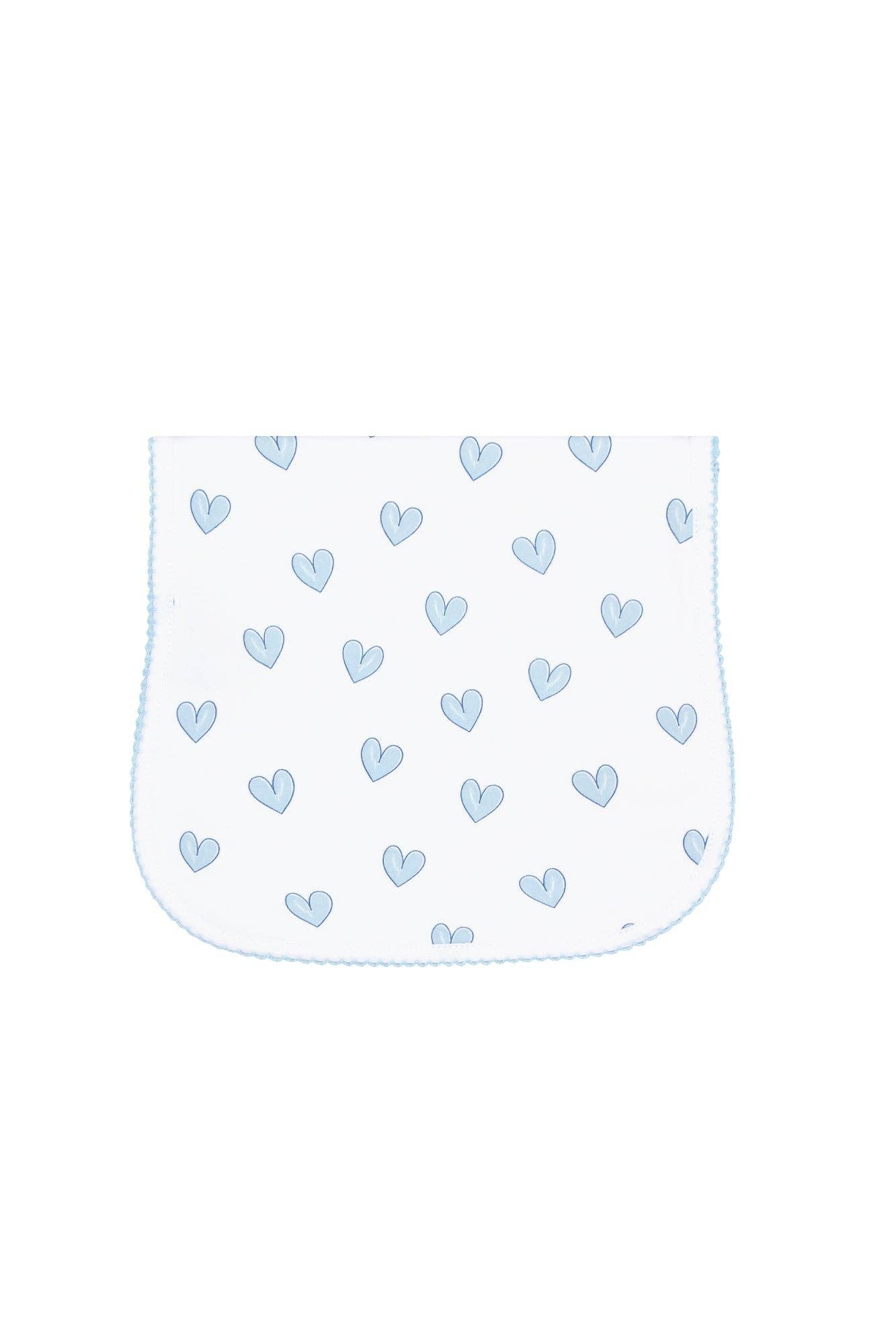 Blue Heart Print Burp Cloth: Blue / One Size