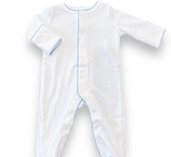 Footies - Picot Trim: White w/Blue / Premie