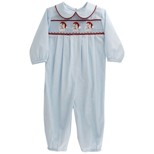 Smocked Santa Bubble, Long Blue
