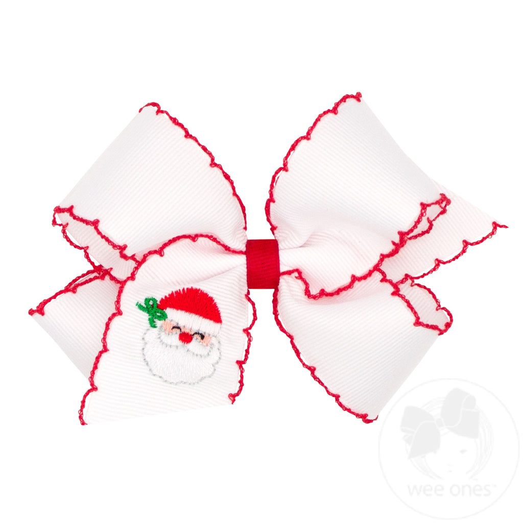 King Moonstitch Santa Embroidered Hair Bow