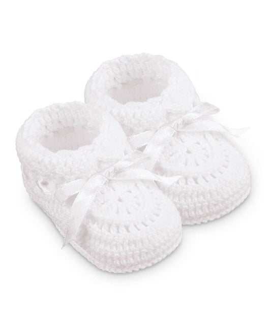 Jefferies Socks Hand Crochet Ribbon Bootie 1 Pair, Various Colors, Newborn