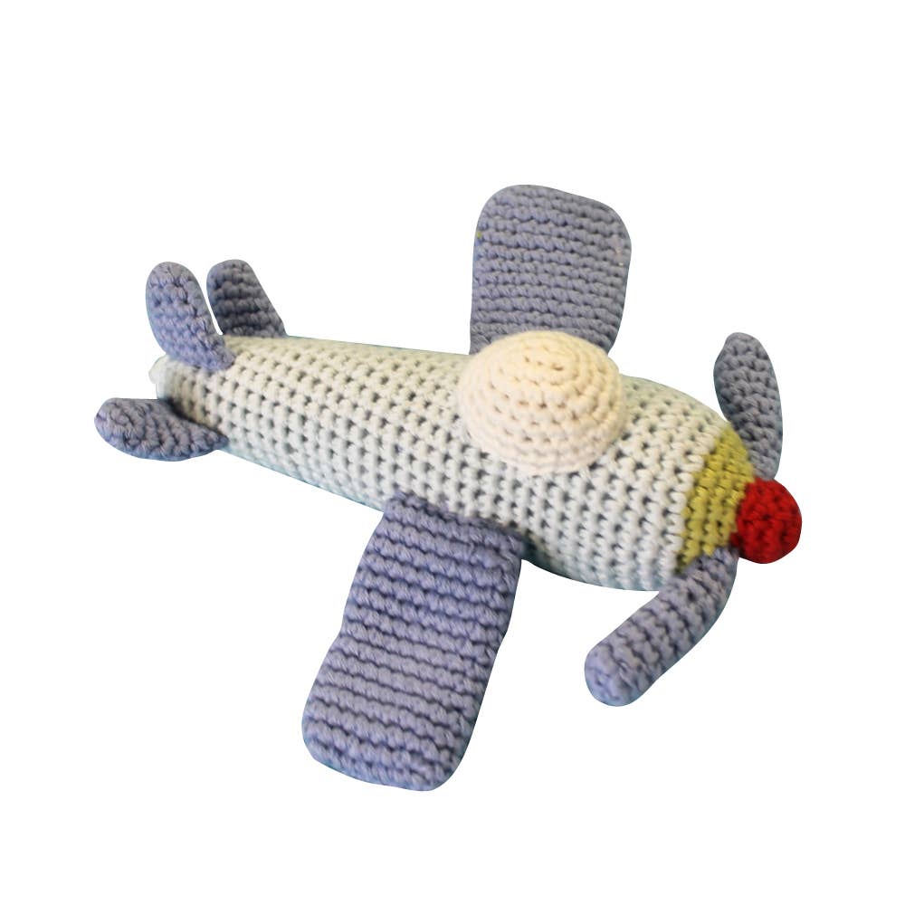 Airplane Hand-Crochet Rattle: 6" Rattle