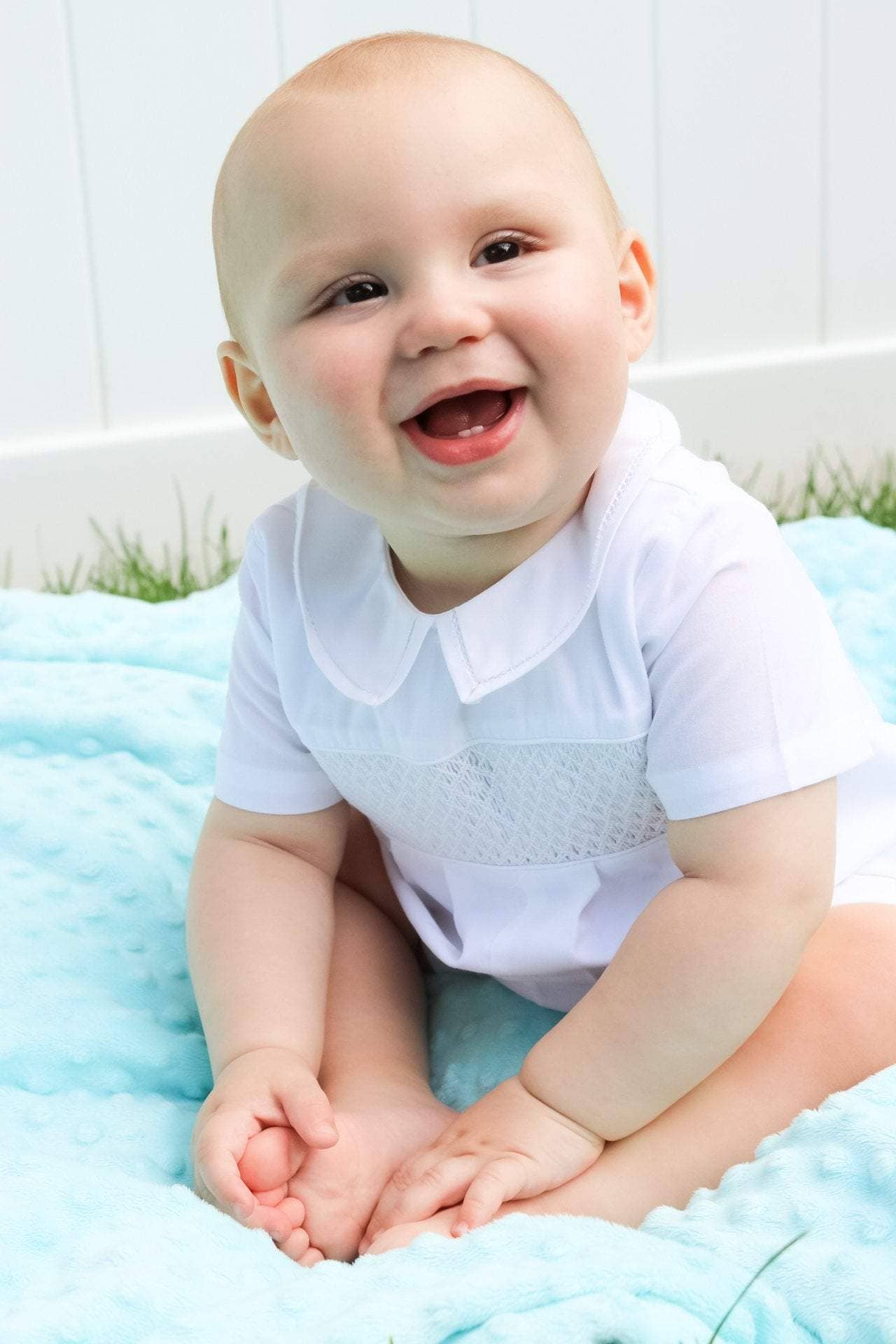 Diamond Smocked Romper: Multi-Colored