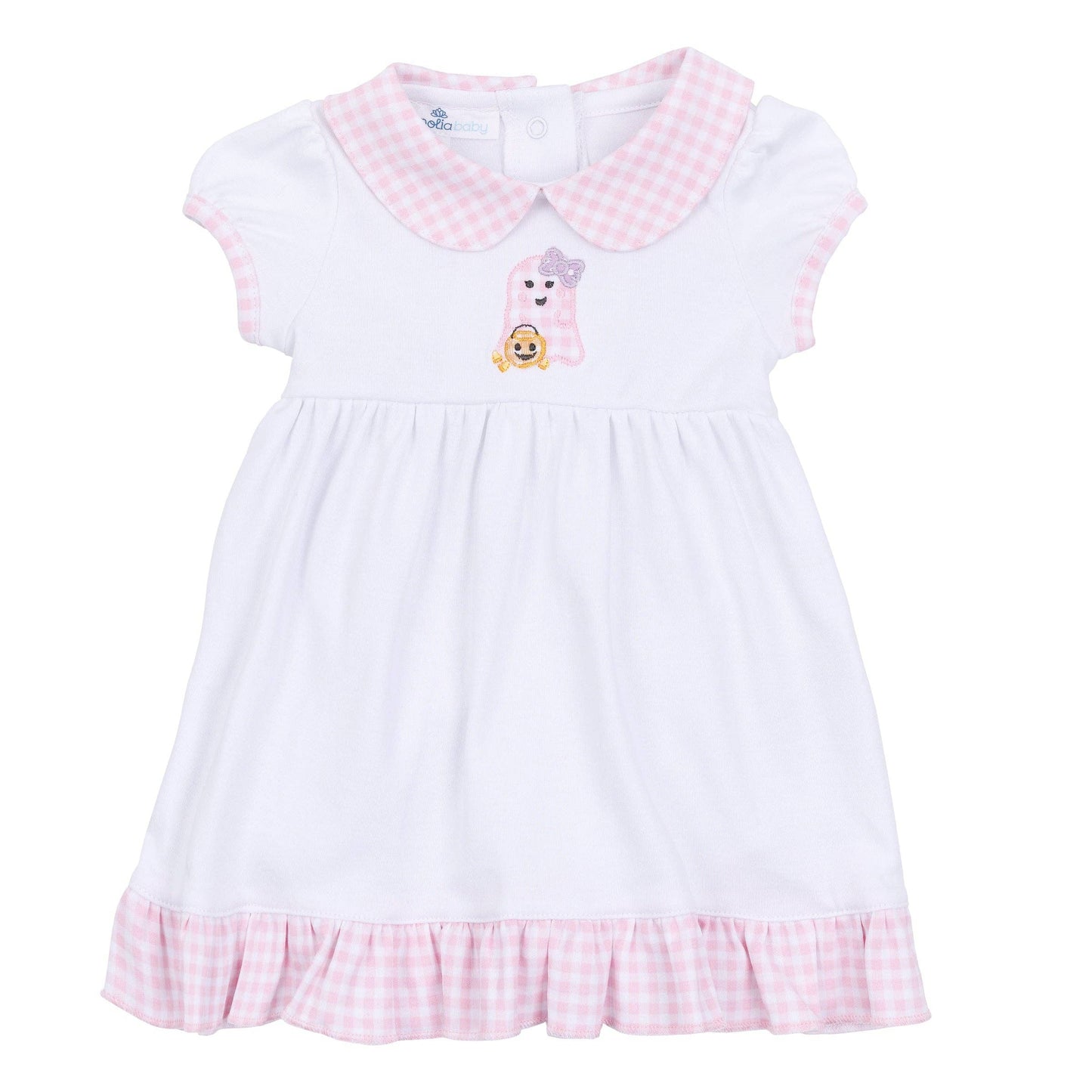 Boo Crew! Applique Collared Short Sleeve Dress - Pink: 18 Months