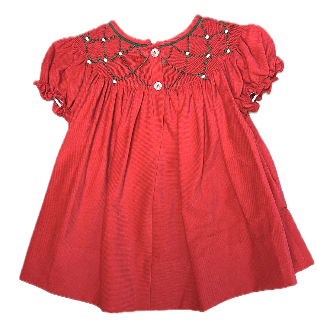 Red Corduroy Smocked Bishop Christmas Classic