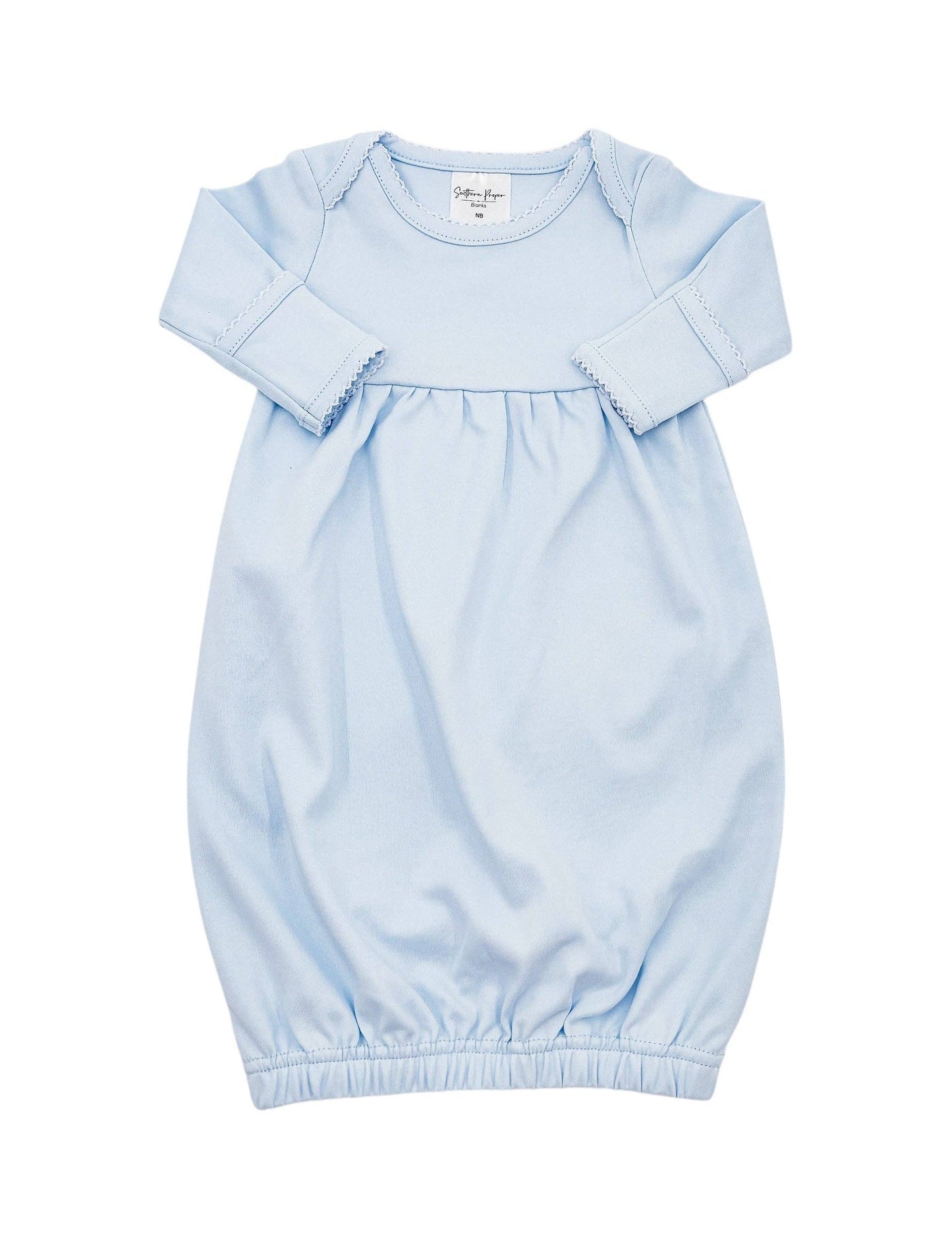 Gowns - Picot Trim: 0-6 Month / White