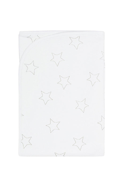 Grey Stars Print Blanket: Grey