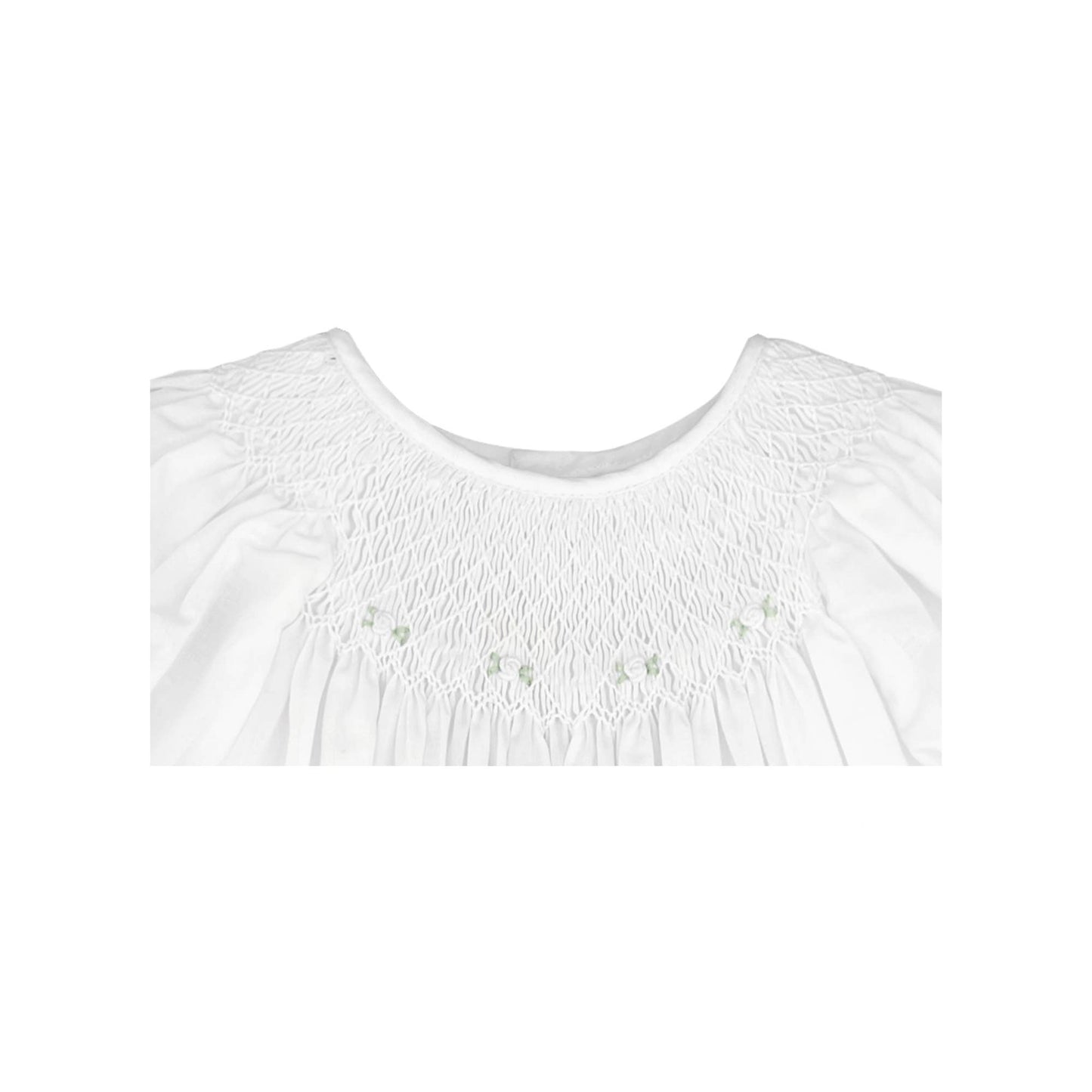 Smocked Daygown with Raglan Embroidery: White