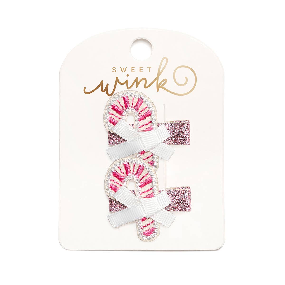 Pink Christmas Candy Cane Clip Set - Kids Hair Accessories