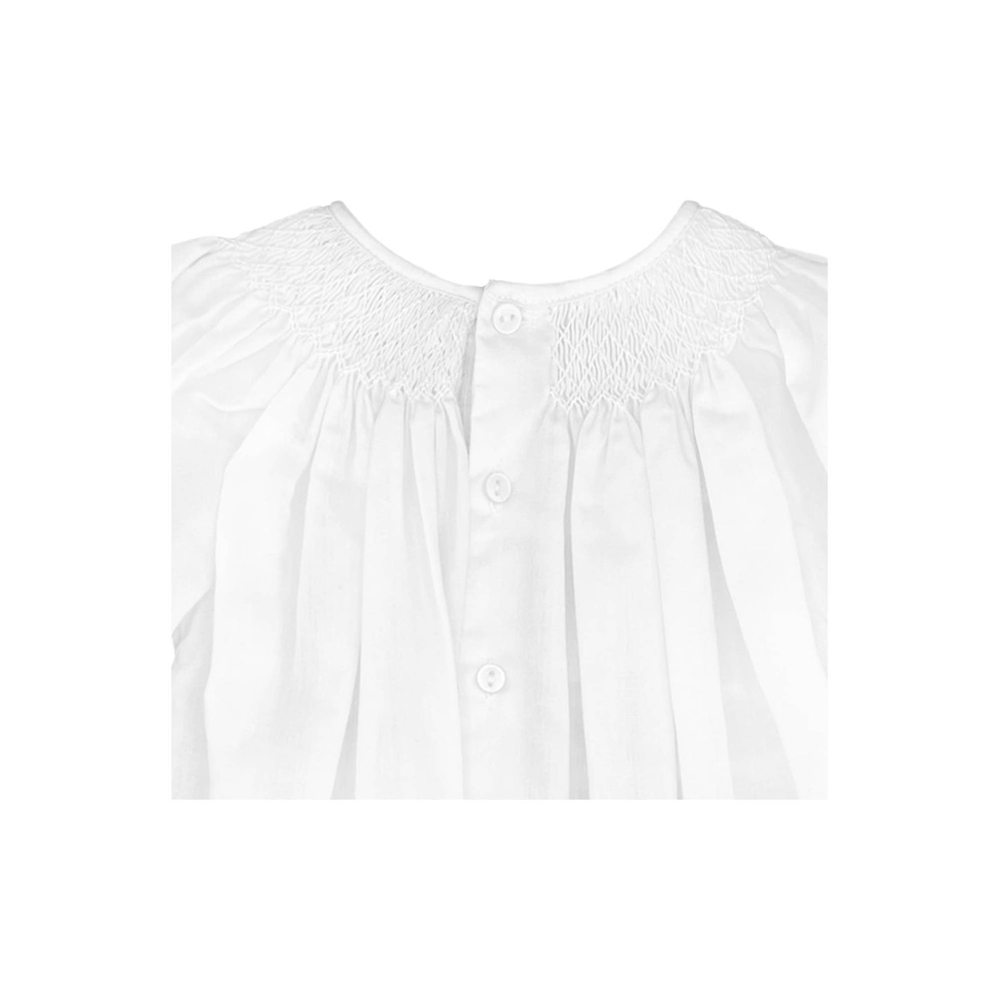 Smocked Daygown with Raglan Embroidery: White