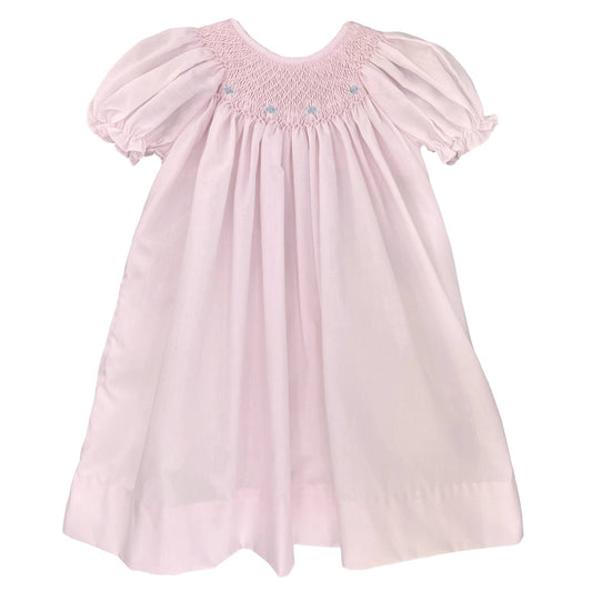 Smocked Daygown with Raglan Embroidery: Pink