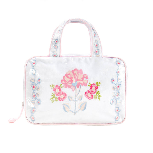 Peony Double Handle Cosmetic Bag: PINK