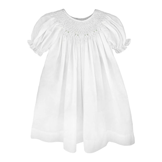 Smocked Daygown with Raglan Embroidery: White