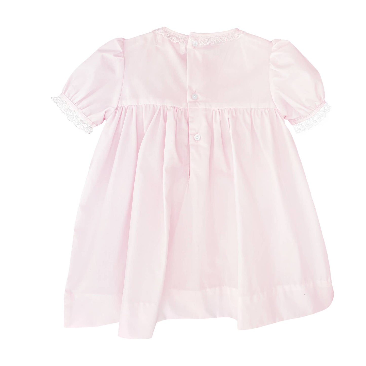 Fully Smocked Dress with French Lace Pink