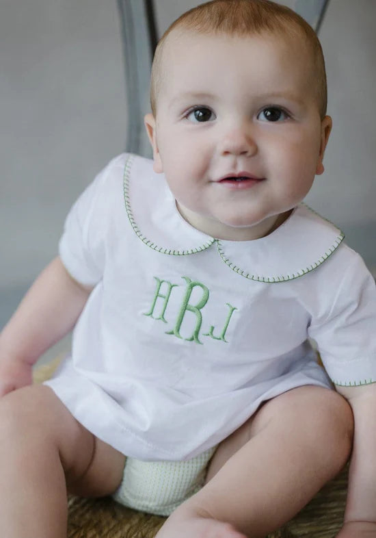 Boys Whipstitch Day Shirt-White/Green