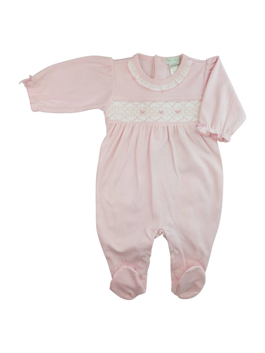 Baby Girl's Pink Smocked Bows Footie