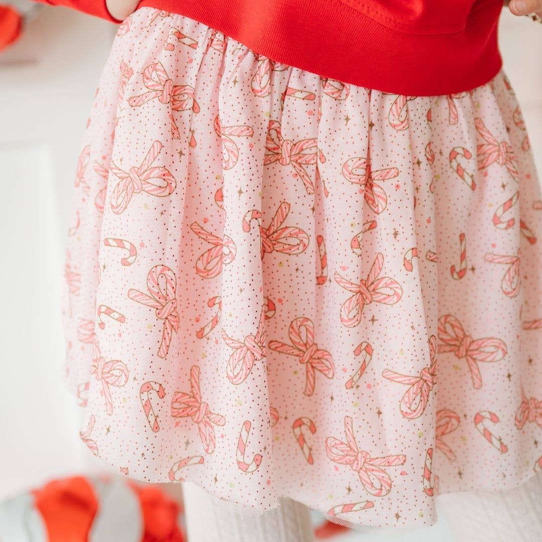 Candy Cane Bow Printed Christmas Tutu - Kids Clothing: 4-6Y