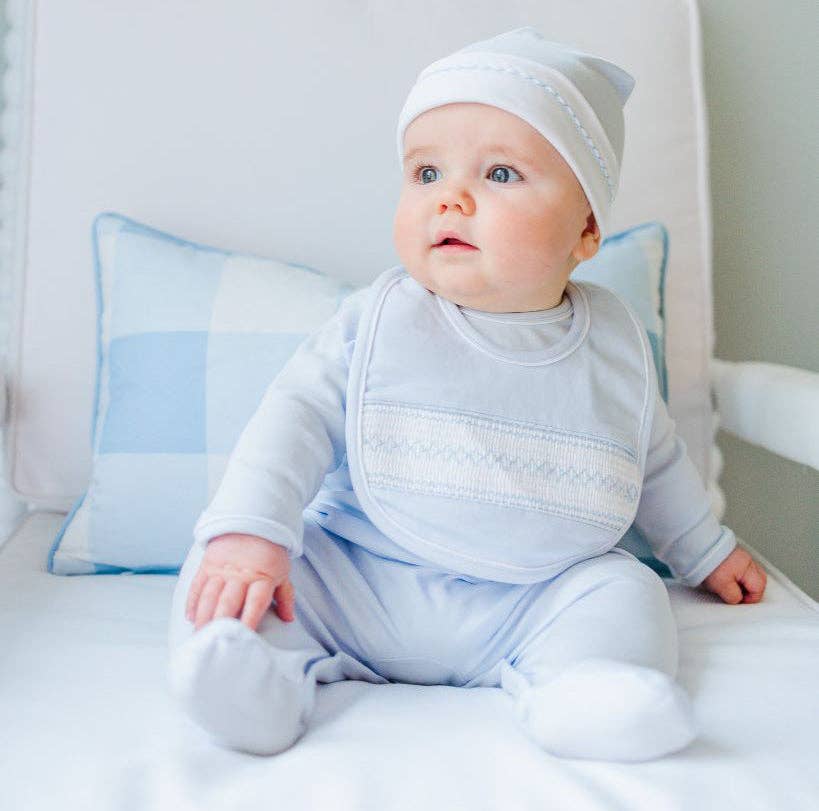Baby Boy's Smocked Argyle Bib: Blue