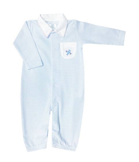 Airplanes Striped Pima Cotton Baby Converter Gown