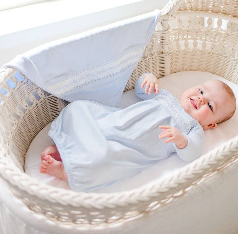 Baby Boy's Smocked Argyle Gown With Hat: Blue