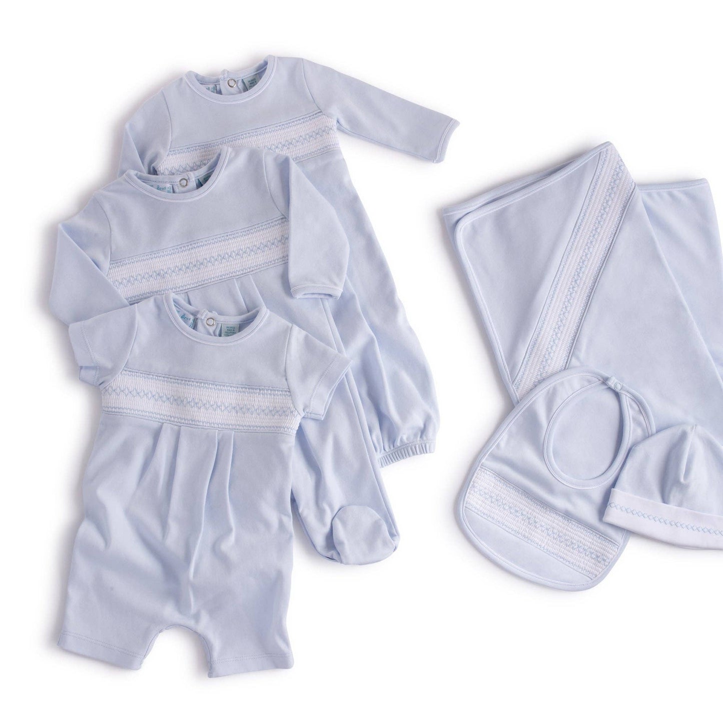 Baby Boy's Smocked Argyle Gown With Hat: Blue