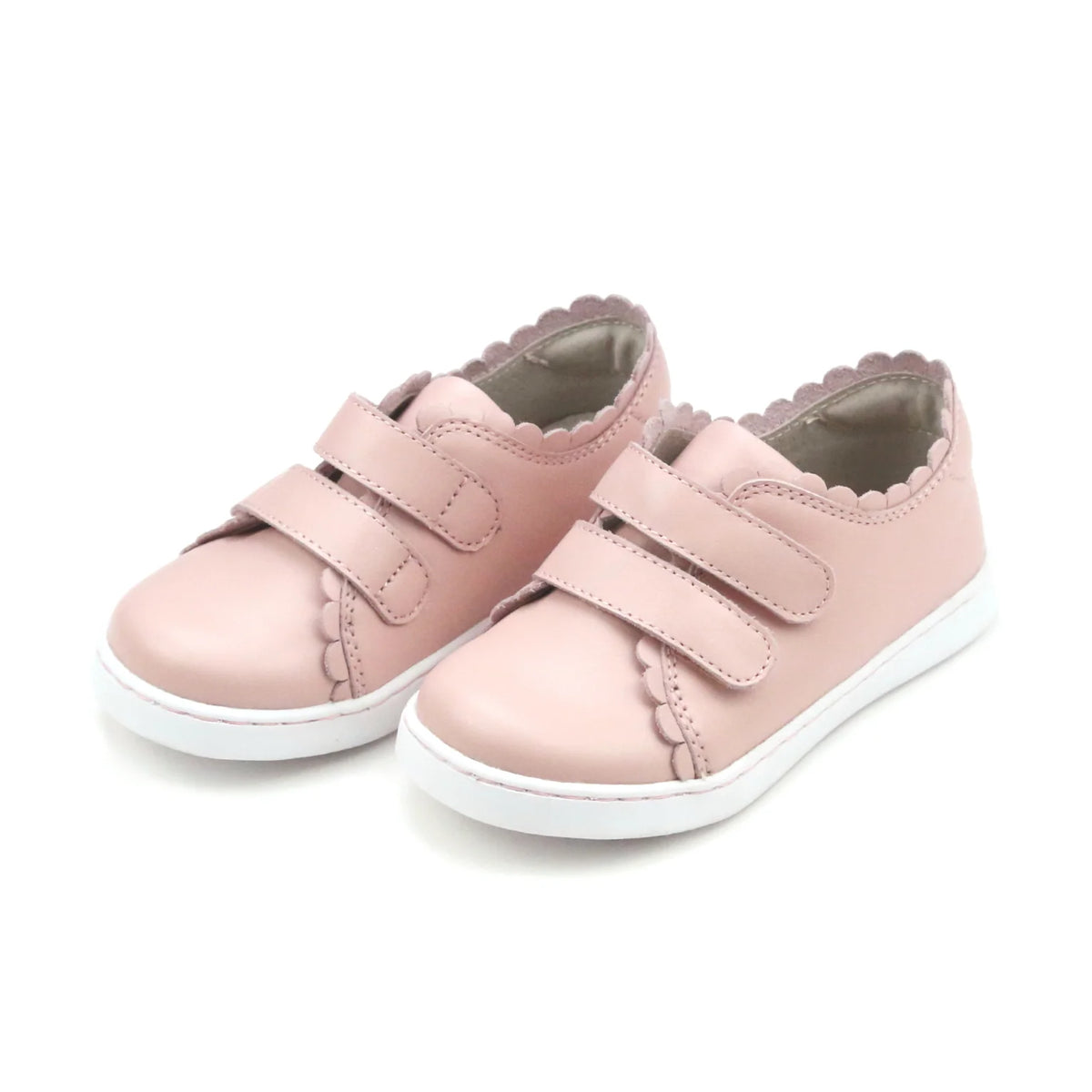Caroline Double Velcro Leather Scalloped Sneaker