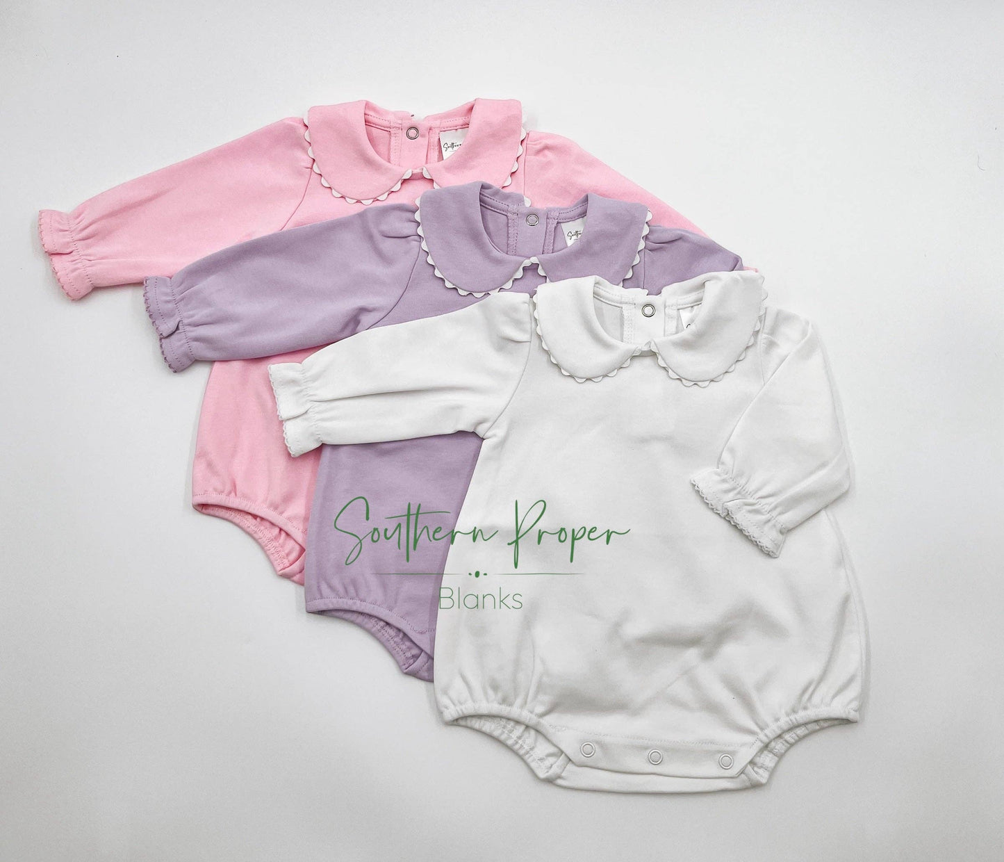 Bubble - Scalloped Collared LS: White / 18m