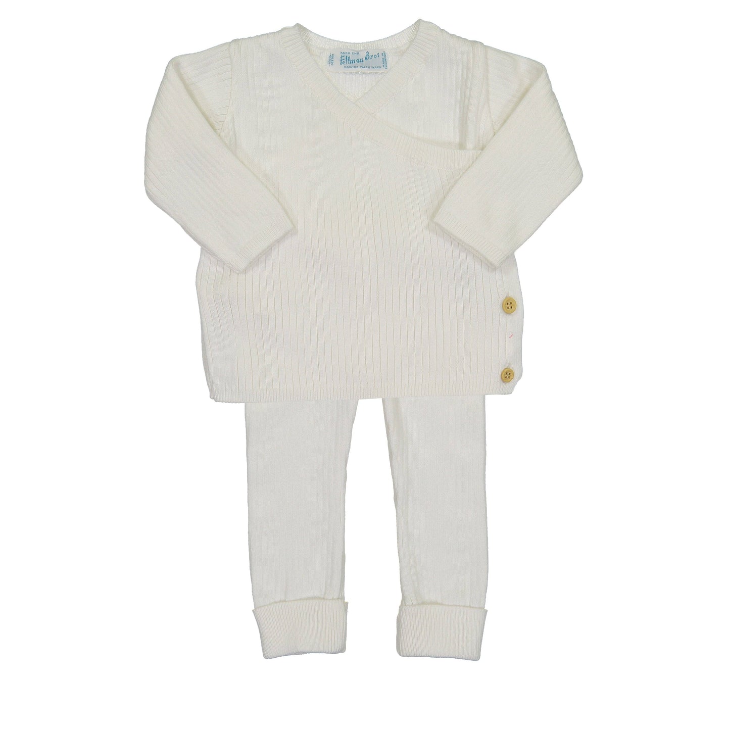 Baby Ribbed Knit Wrap Set: Ivory