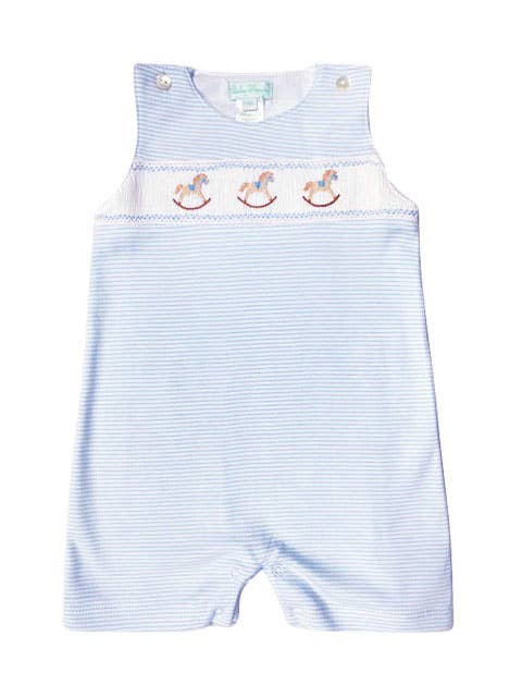 Rocking Horse Pima Cotton Hand Smocked Overall