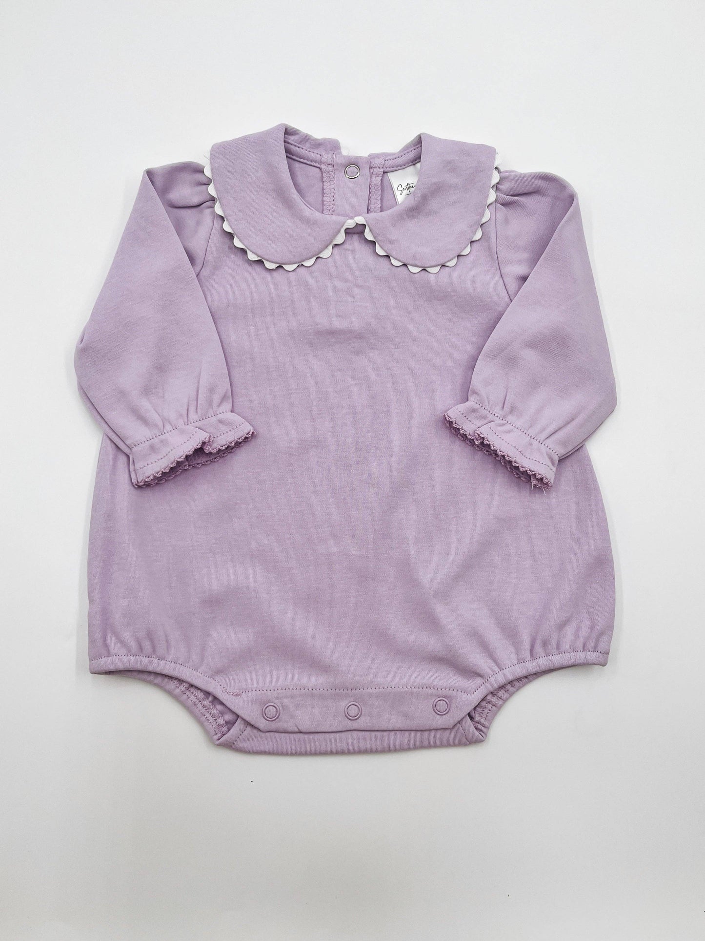 Bubble - Scalloped Collared LS: White / 2t